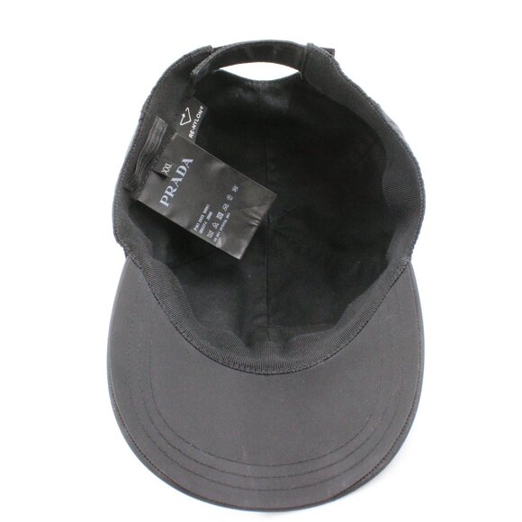 Pre-Owned Prada Re-Nylon Baseball Cap with Metal Logo Plaque in Black Size XXL - Picture 7 of 11